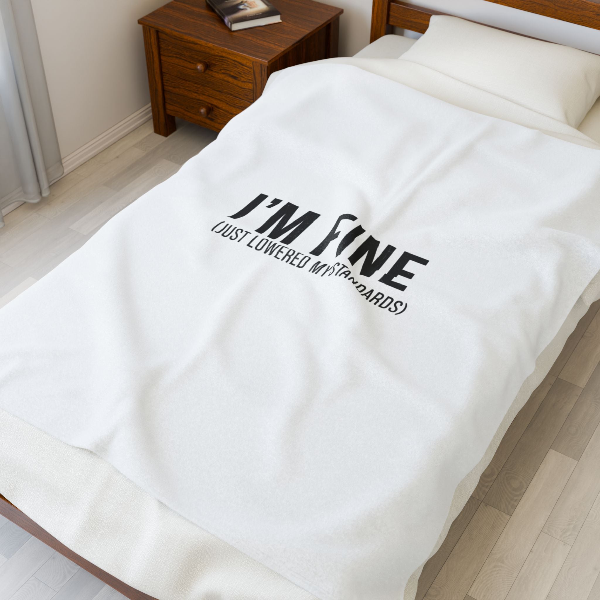 I'M FINE (just lowered my standards) Plush Blanket | Sarcastic Introvert, Anxiety Humor