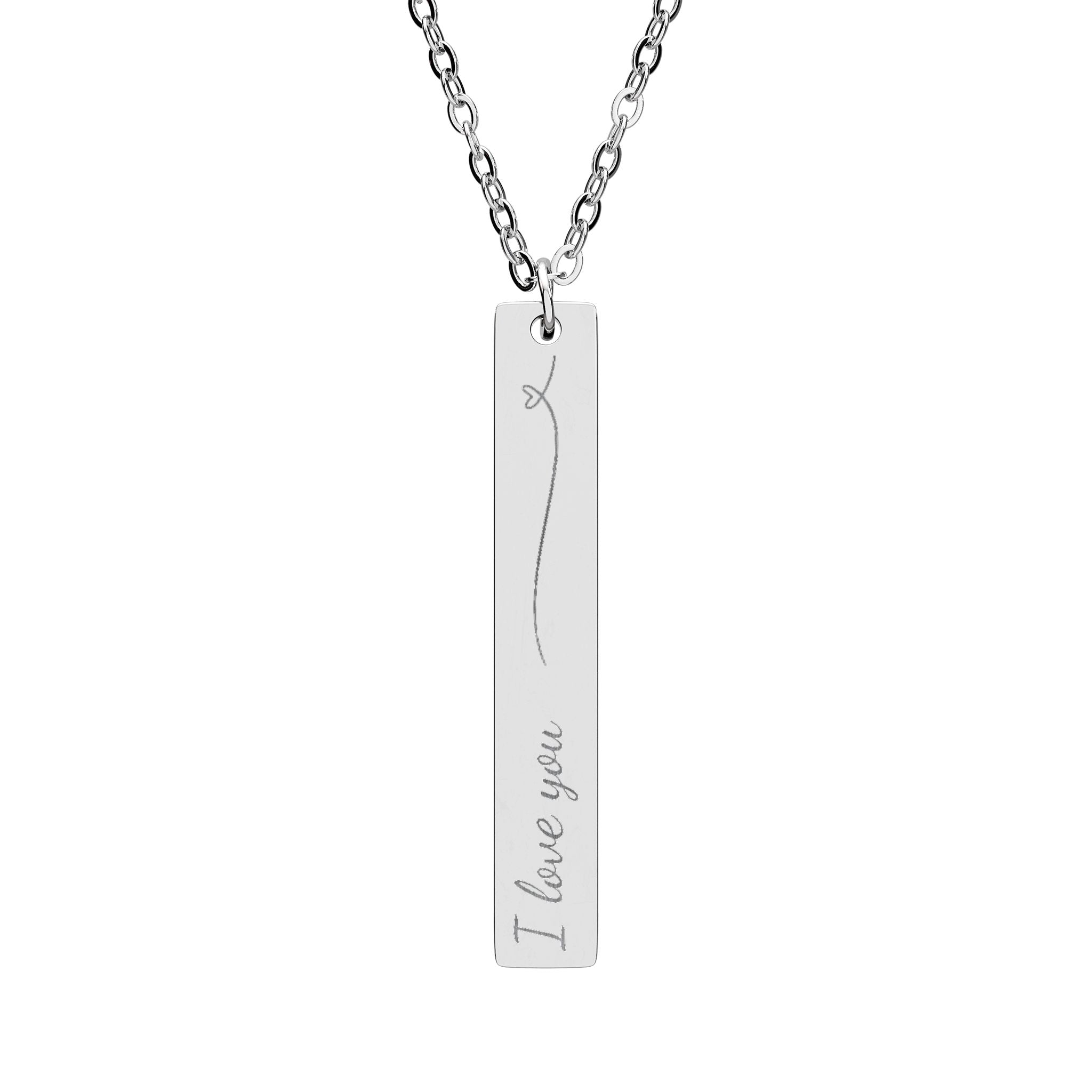 Engraved Vertical Bar Necklace — Personalized Minimalist Pendant