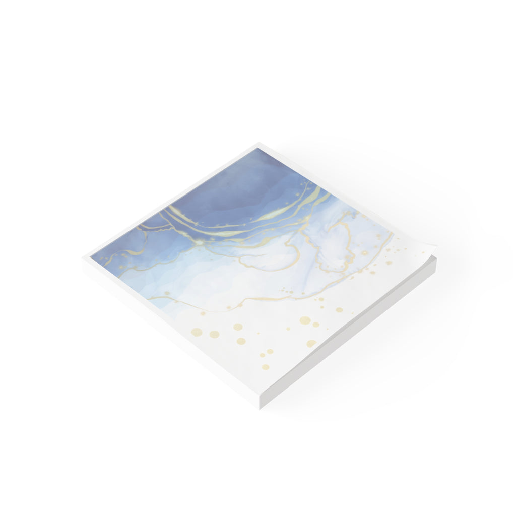 Blue Gold Marble Post-it Note Pad — Elegant Sticky Notes for Office & Desk