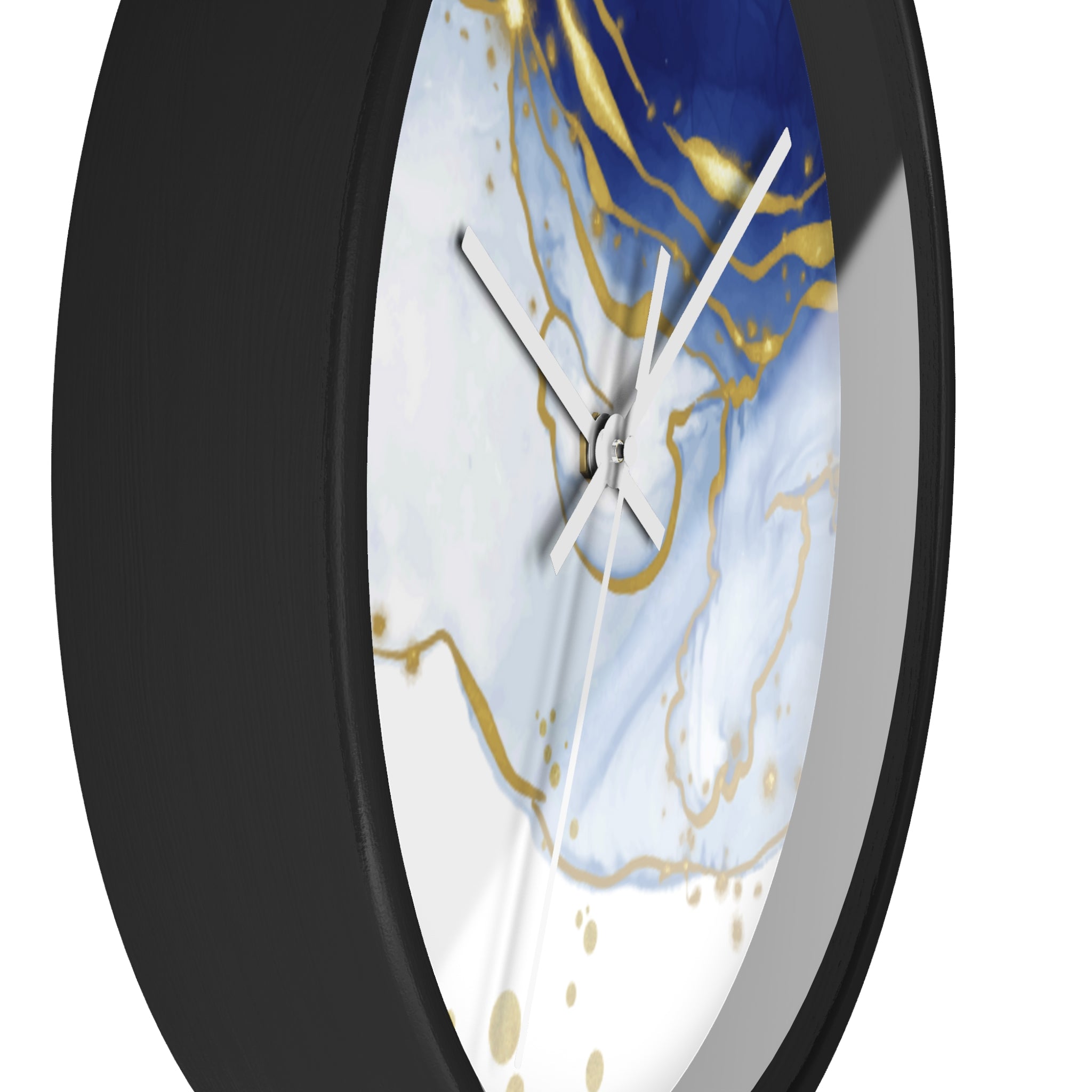 Blue & Gold Marble Wall Clock — Elegant Marble-Patterned Home Clock