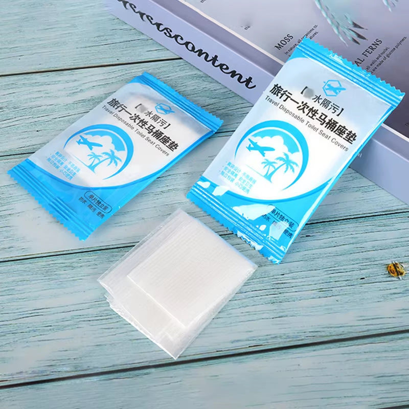 50-Pack Individually Wrapped Disposable Waterproof Toilet Seat Covers - Non-Slip Travel Protectors
