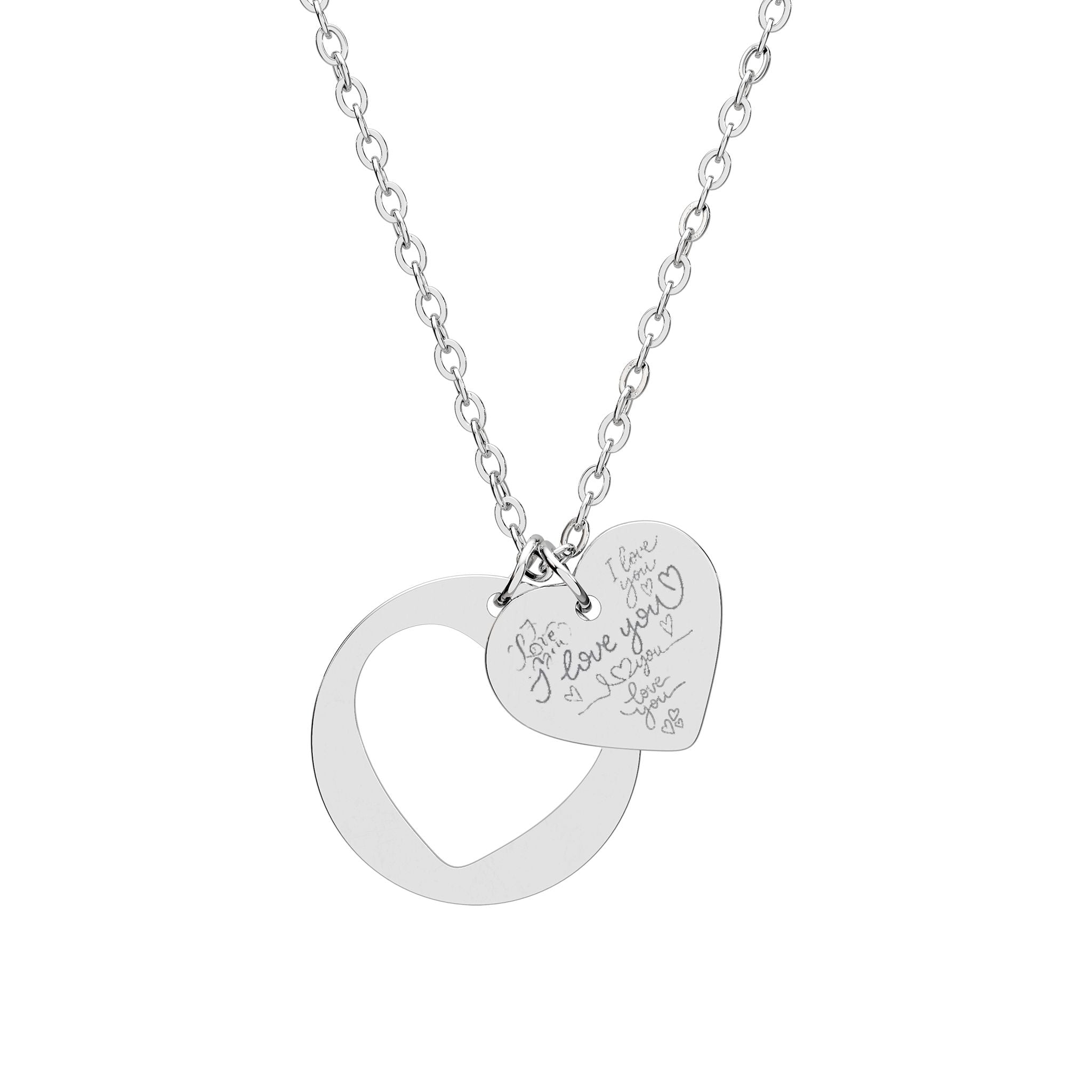 Heart Cutout Necklace — 'I Love You' Engraved Heart Pattern