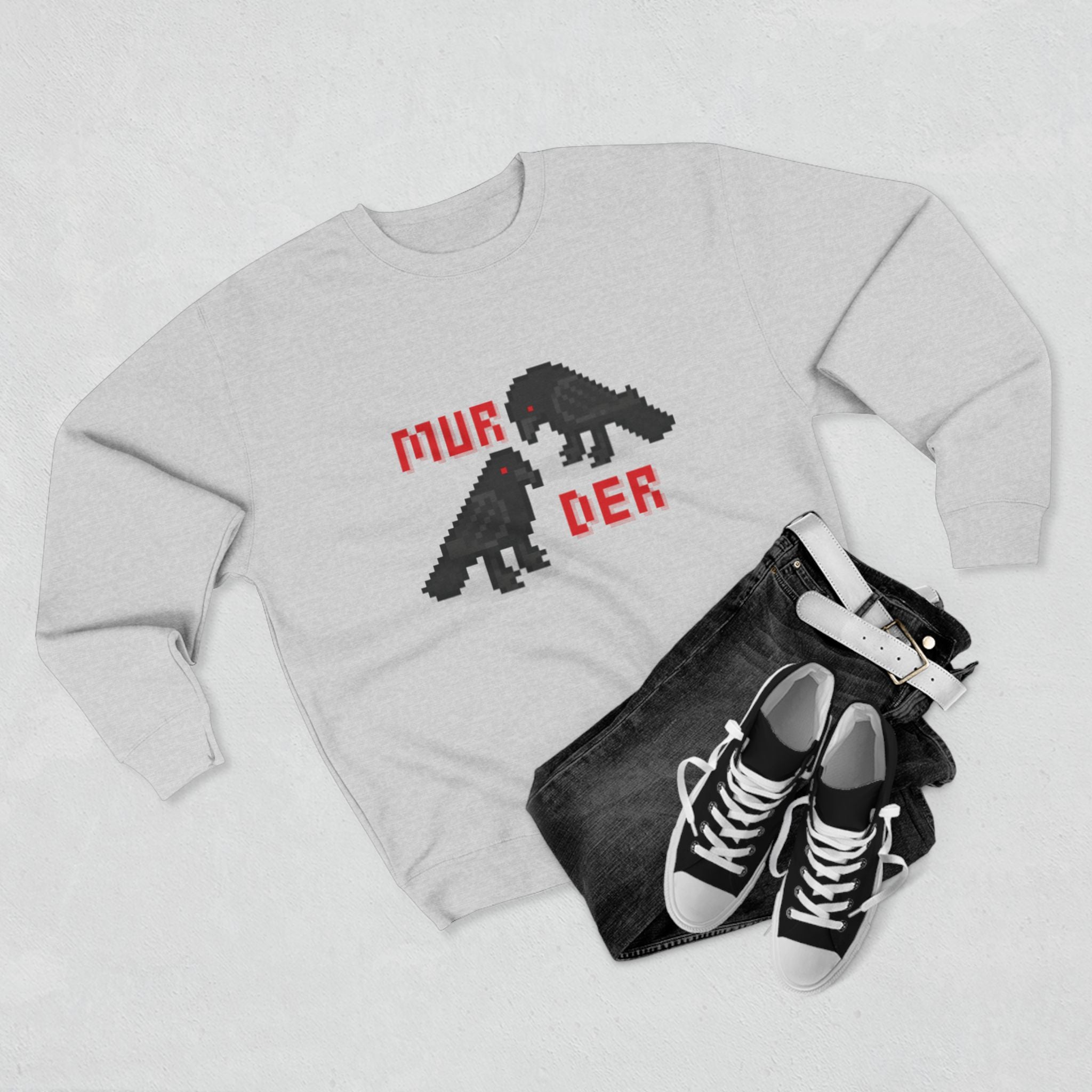 Murder Crow Crewneck Sweatshirt — Gothic Raven Graphic Sweatshirt