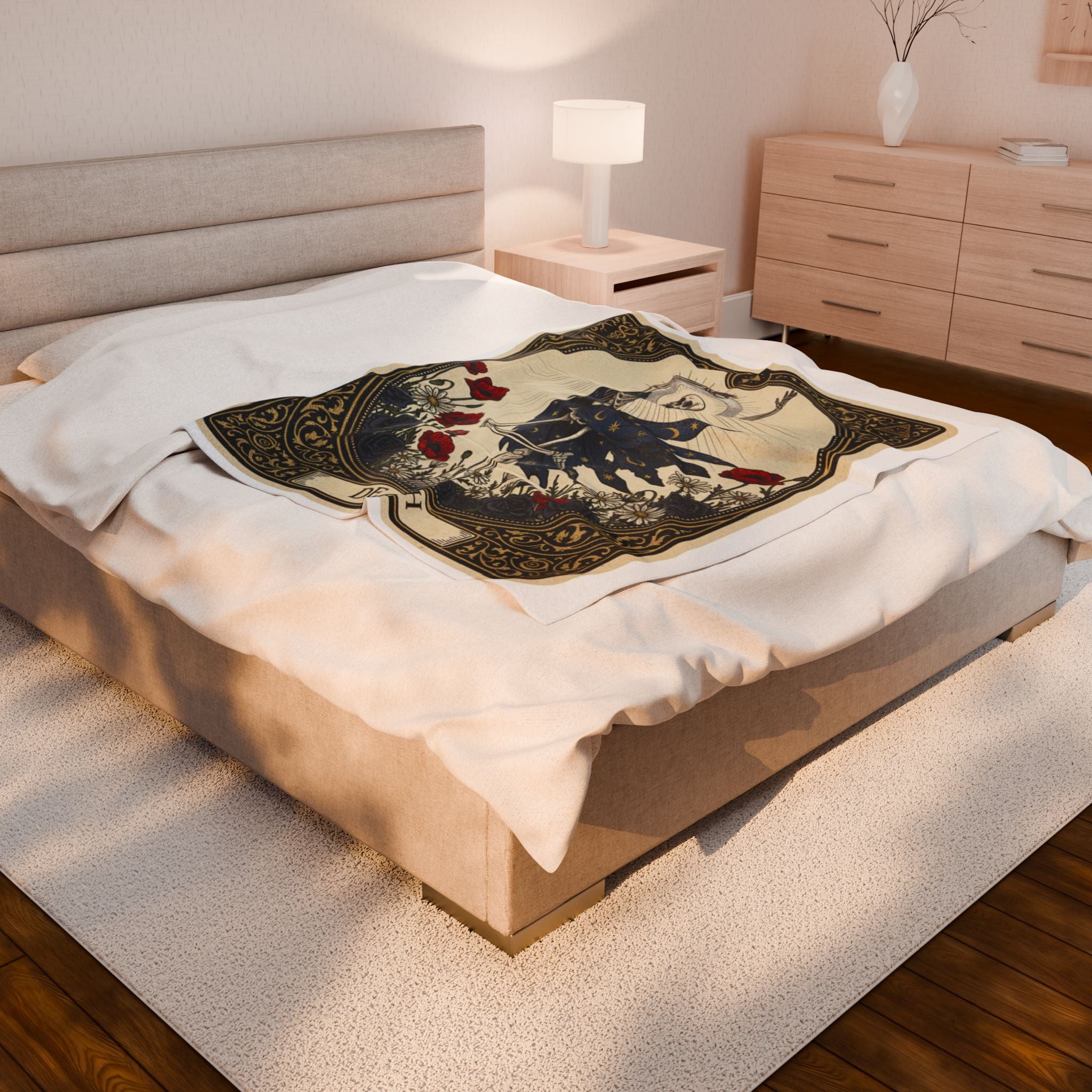 Death Tarot Art Velveteen Plush Blanket | occult type, esoteric print