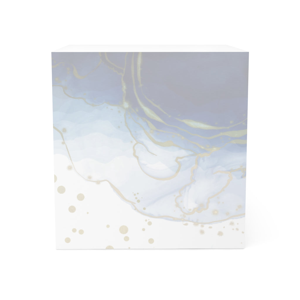 Blue & Gold Marble Note Cube — Decorative Desk Notepad