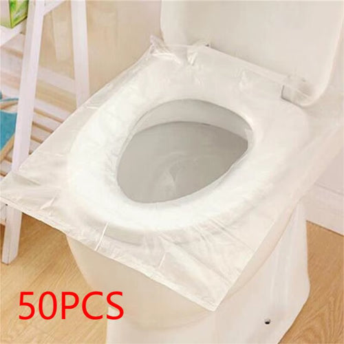 50-Pack Individually Wrapped Disposable Waterproof Toilet Seat Covers - Non-Slip Travel Protectors