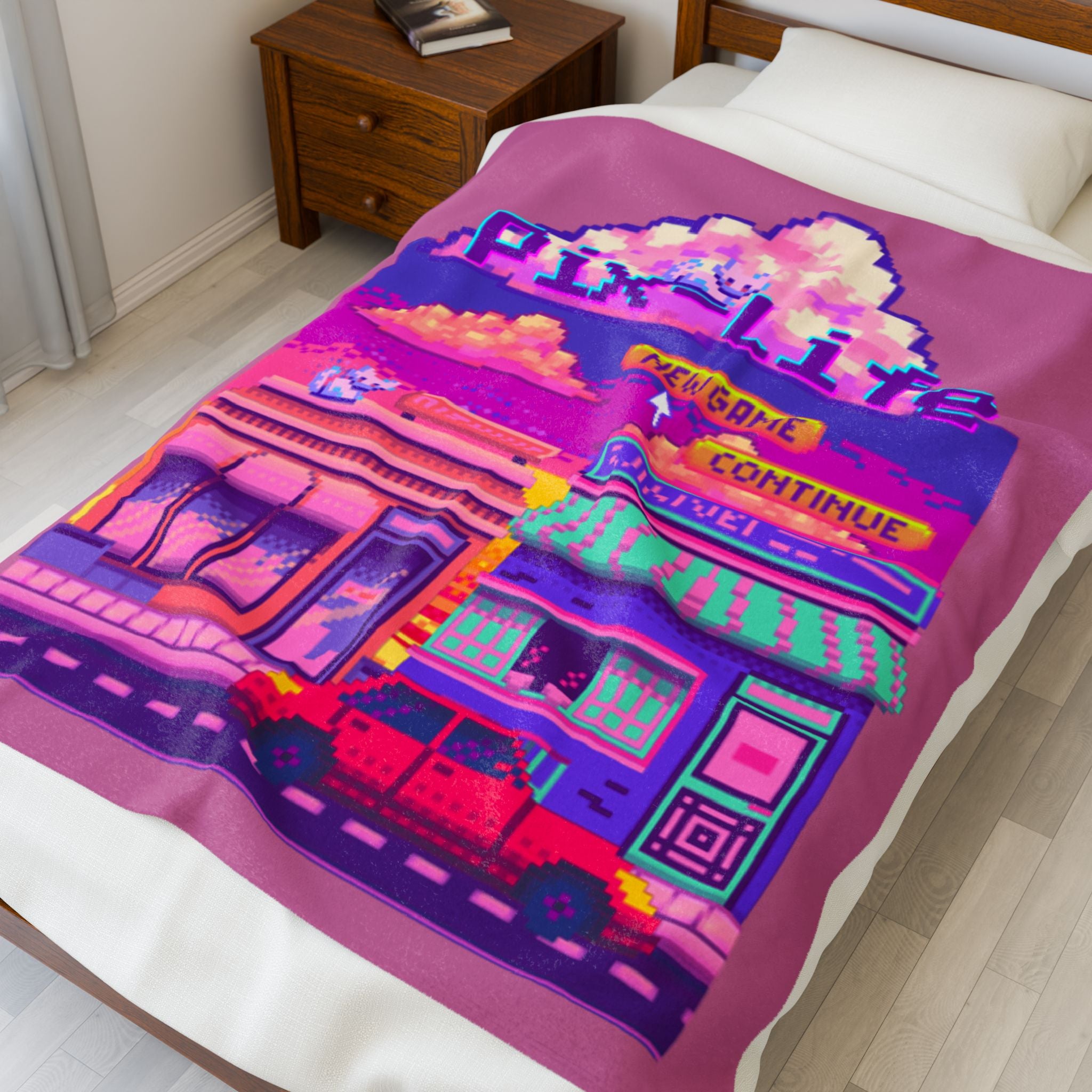 Level Up! Velveteen Plush Blanket | Pixel Art, Retro Gaming HUD