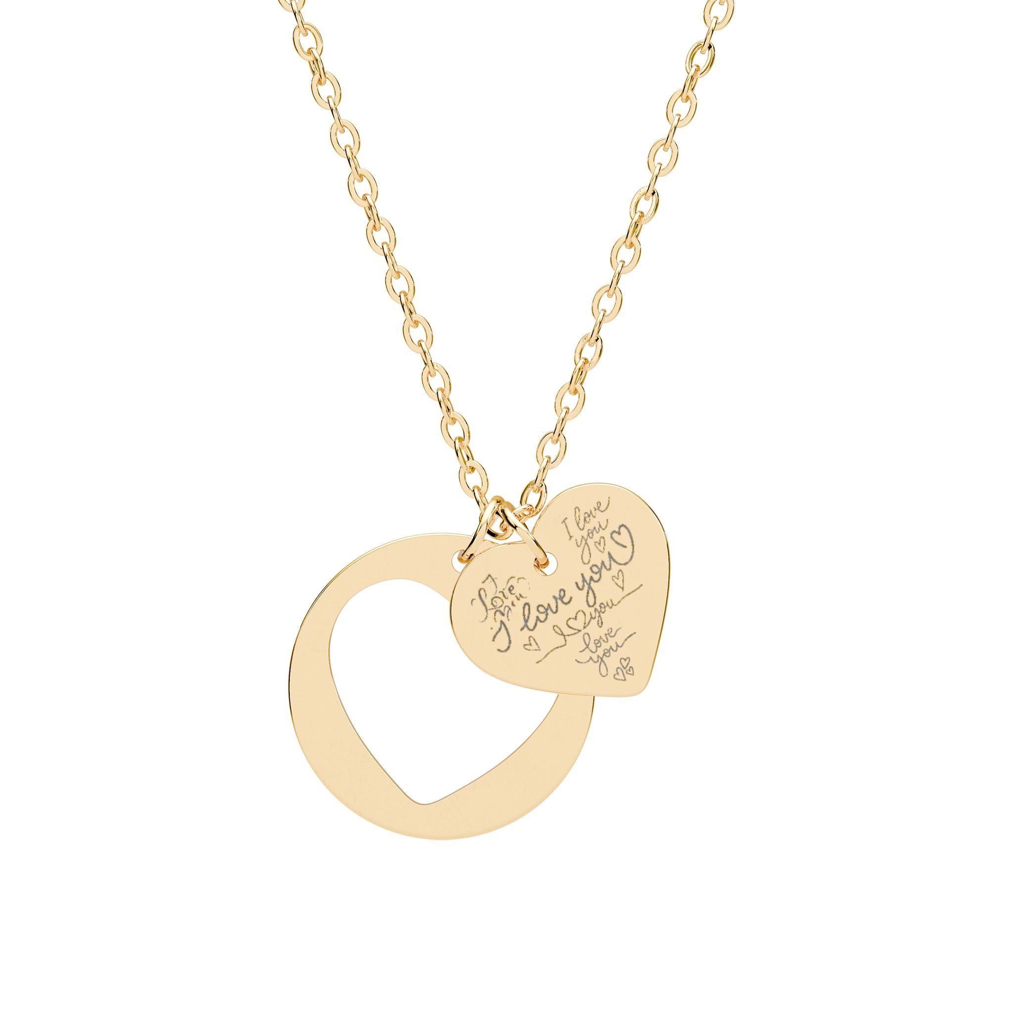 Heart Cutout Necklace — 'I Love You' Engraved Heart Pattern