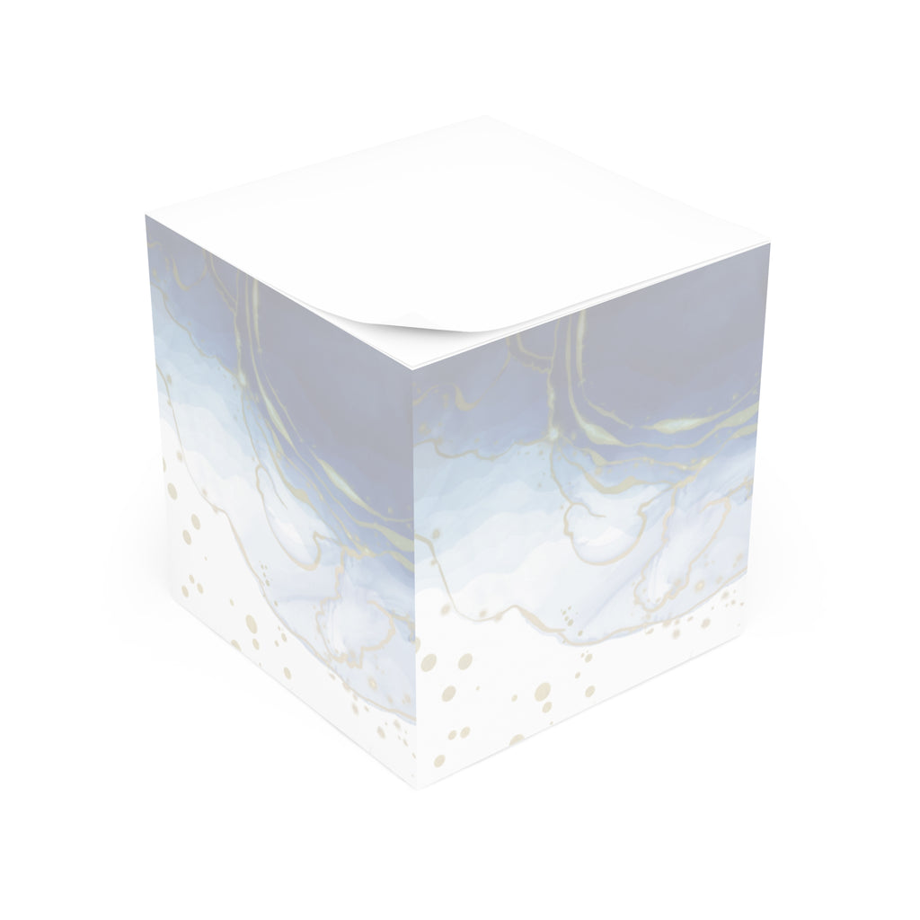 Blue & Gold Marble Note Cube — Decorative Desk Notepad