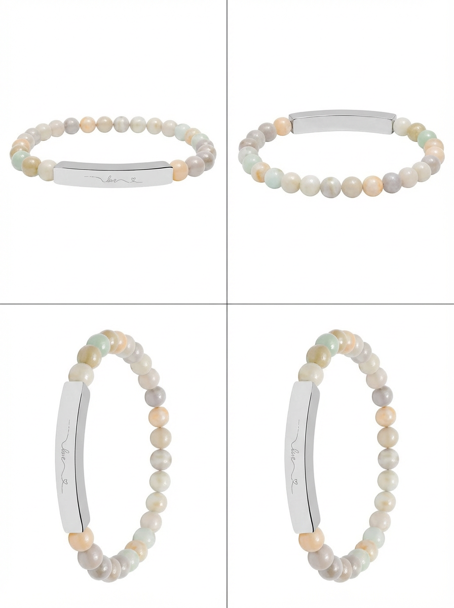 Engravable Natural Stone Stretch Bar Bracelet – Perfect For The Spiritual Boho Woman You Love, gift for mom, gift for wife, gift for girlfriend, anniversary gift, birthday gift, gift for man, gift for husband, gift for brother, gift for boyfriend