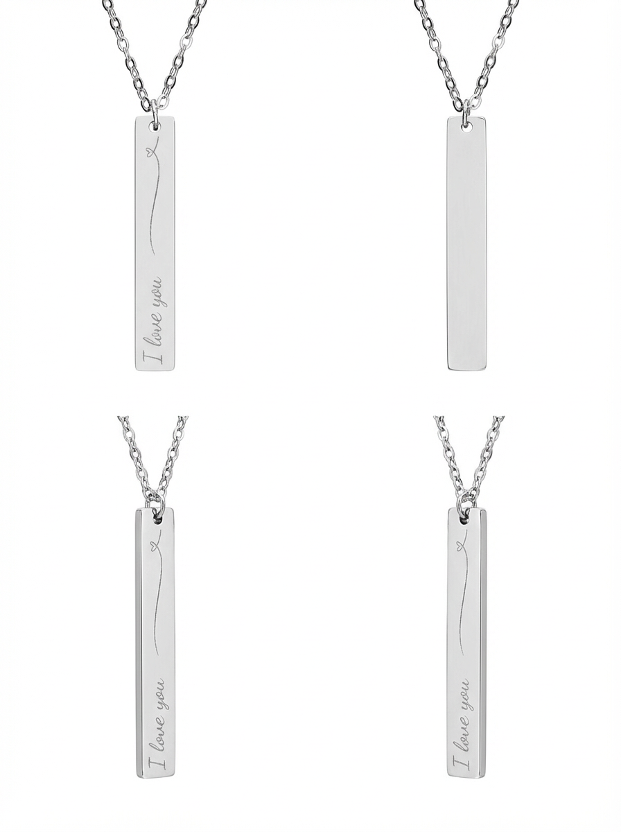 Engraved Vertical Bar Necklace — Personalized Minimalist Pendant