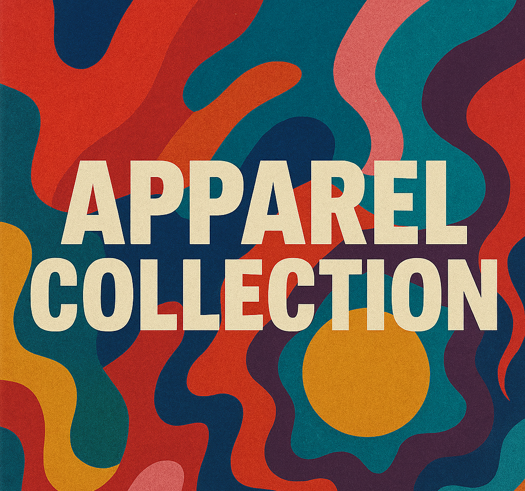 Colorful abstract pattern with 'Apparel Collection Wobblewinks' text