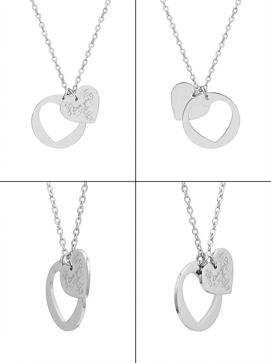 Heart Cutout Necklace — 'I Love You' Engraved Heart Pattern