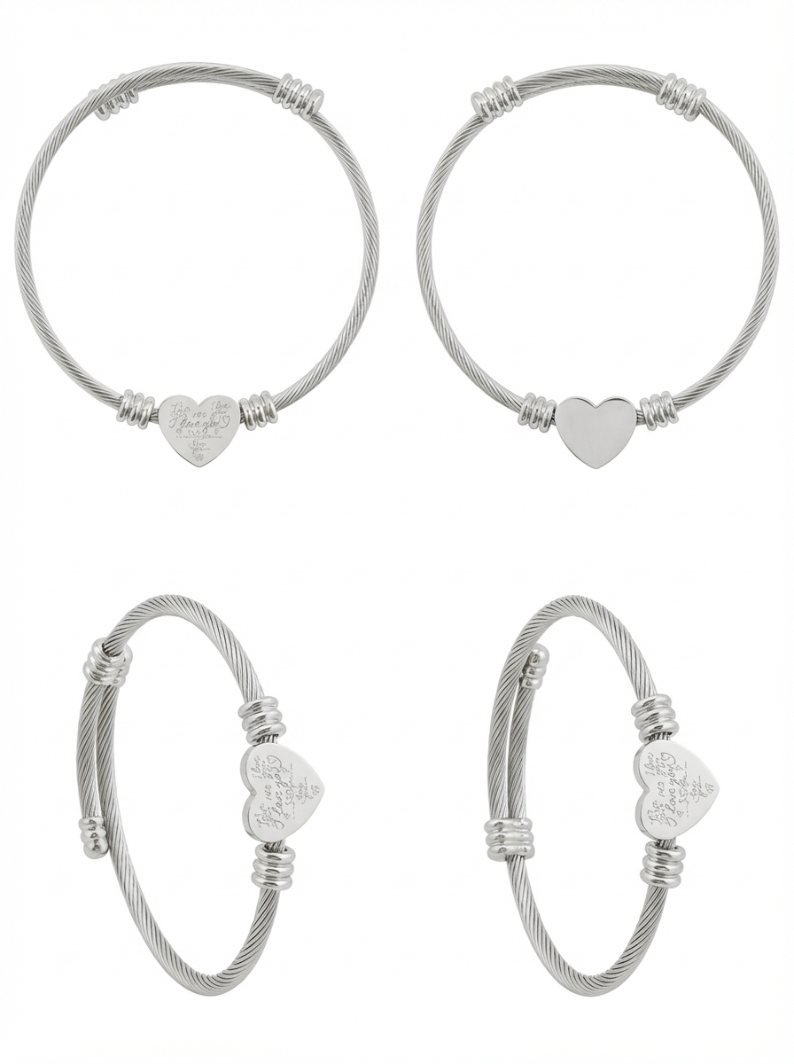 Engravable Heart Cuff Bracelet — "I Love You" Script Heart Design